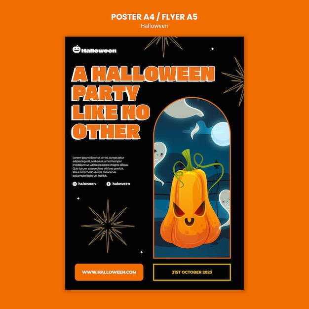 PSD gratuito modello di poster per la celebrazione di halloween