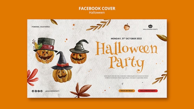 Halloween celebration social media cover template