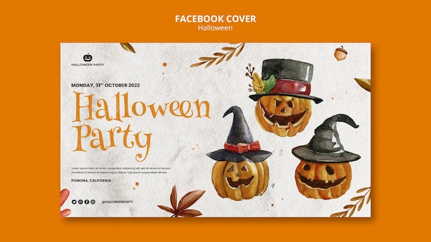 Halloween celebration social media cover template