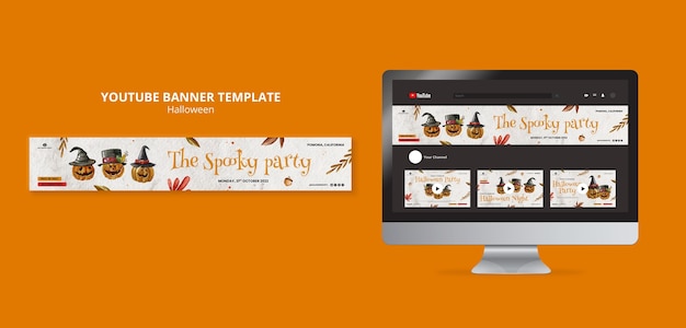 Free PSD halloween celebration youtube banner template