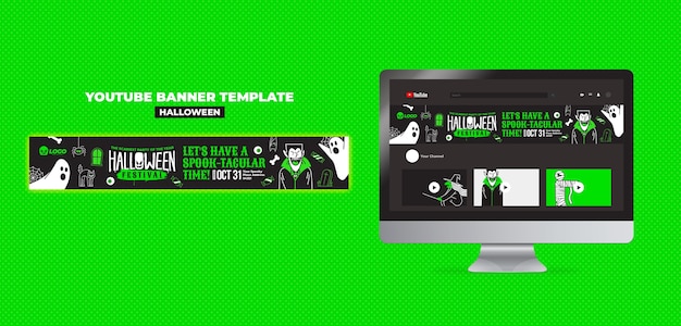 modello di banner di YouTube per la celebrazione di Halloween