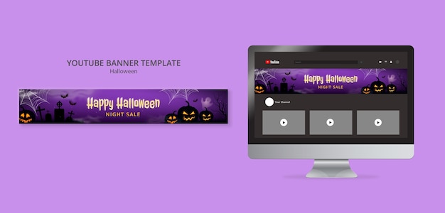 Modello di banner di youtube per la celebrazione di halloween