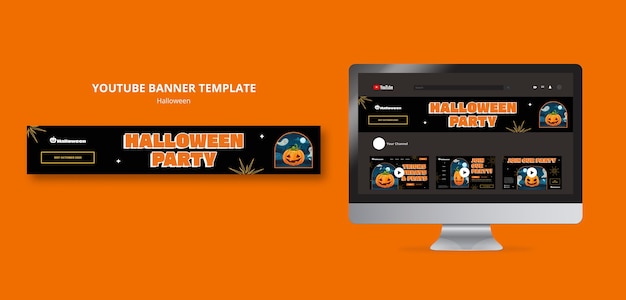 Free PSD halloween celebration youtube banner template