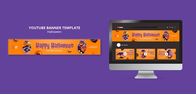 無料PSD ハロウィーンのお祝いのyoutubeバナー