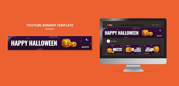 PSD gratuito banner di youtube per la celebrazione di halloween