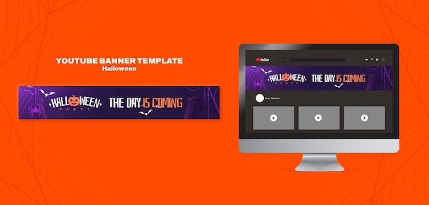 Halloween Celebration YouTube Banner: Free PSD Template for Download