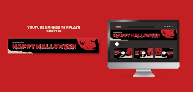 PSD gratuito banner di youtube per la celebrazione di halloween