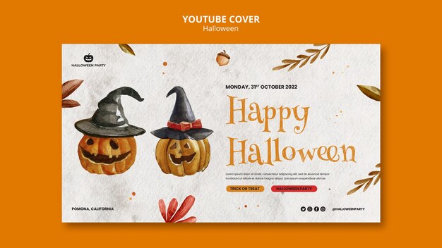 PSD gratuito modello di copertina di youtube per la celebrazione di halloween