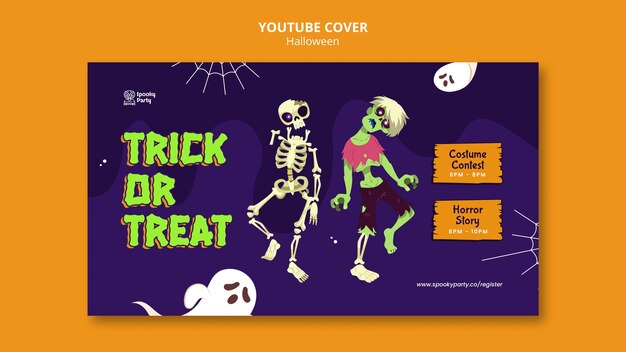 Halloween celebration youtube cover template