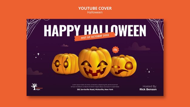 無料PSD ハロウィンお祝いyoutubeカバー