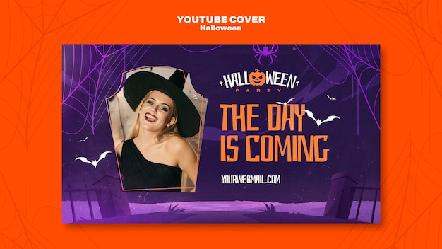 PSD gratuito cover di youtube per la celebrazione di halloween