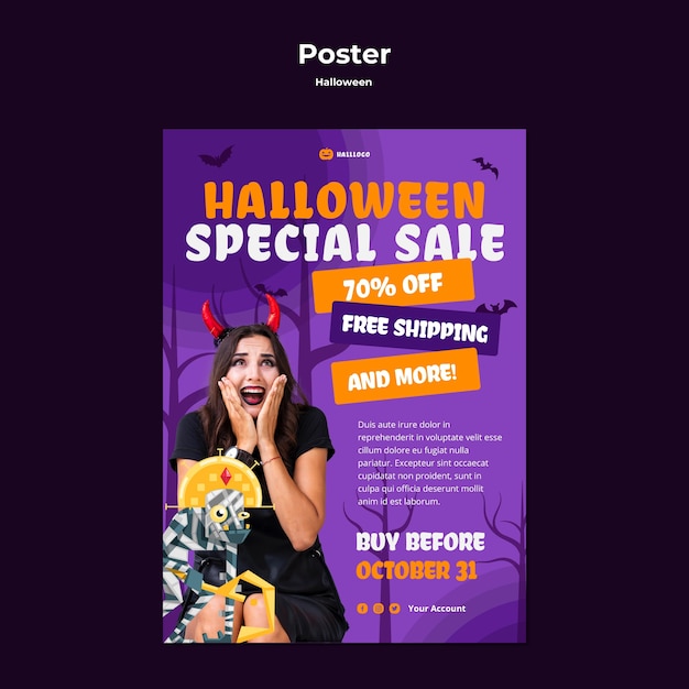 無料PSD ハロウィーンのコンセプトポスターテンプレート