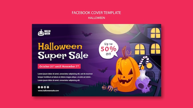 PSD gratuito disegno del modello di copertina di facebook di halloween