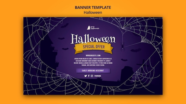 PSD gratuito modello di banner orizzontale di halloween