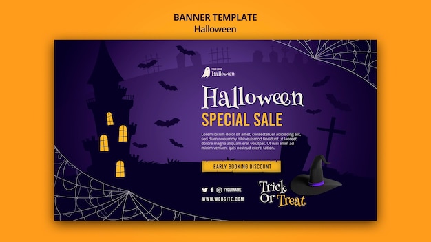 PSD gratuito modello di banner orizzontale di halloween