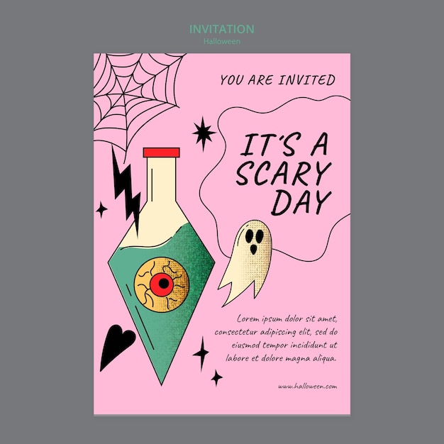 Free PSD halloween invitation template with shiny texture