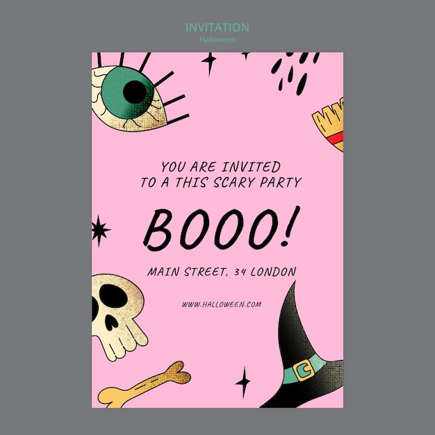 Halloween invitation template with shiny texture