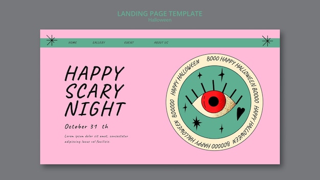 Free PSD halloween landing page template with shiny texture