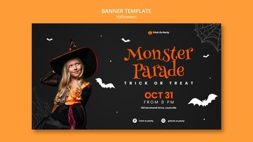 Free PSD halloween monster parade banner template