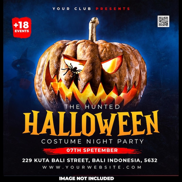 Free PSD halloween night party social media post design template