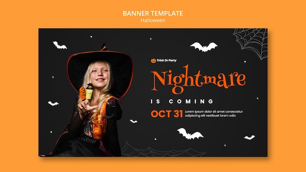 無料PSD ハロウィーンの悪夢のバナーテンプレート