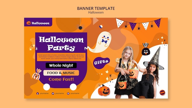 Halloween party banner template