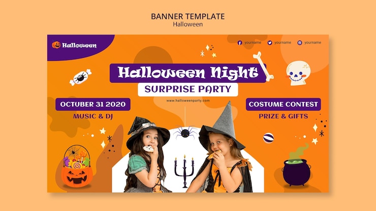 無料PSD ハロウィーンパーティーバナーテンプレート