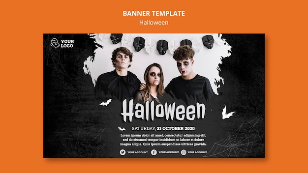 無料PSD ハロウィーンパーティーバナーテンプレート