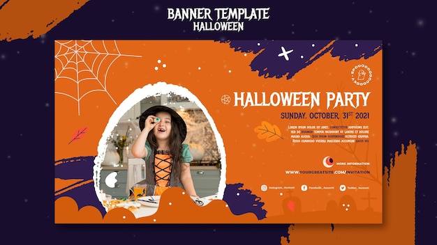 Free PSD halloween party banner template