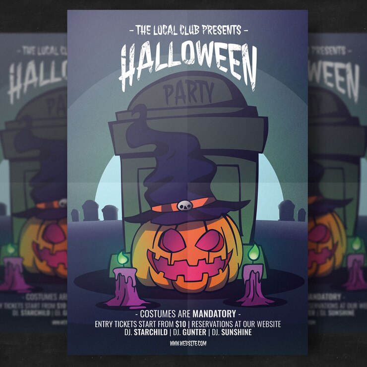 Free PSD halloween party flyer template