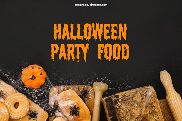 PSD gratuito mockup di cibo del partito di halloween