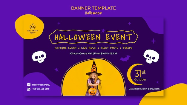 Free PSD halloween party horizontal banner template