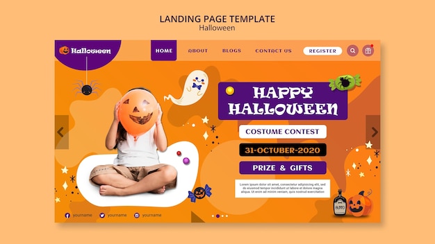 Free PSD halloween party landing page