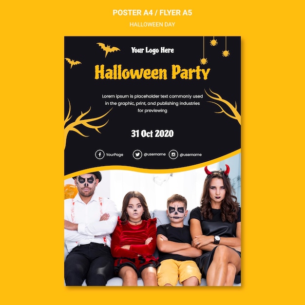 PSD gratuito modello di poster festa di halloween