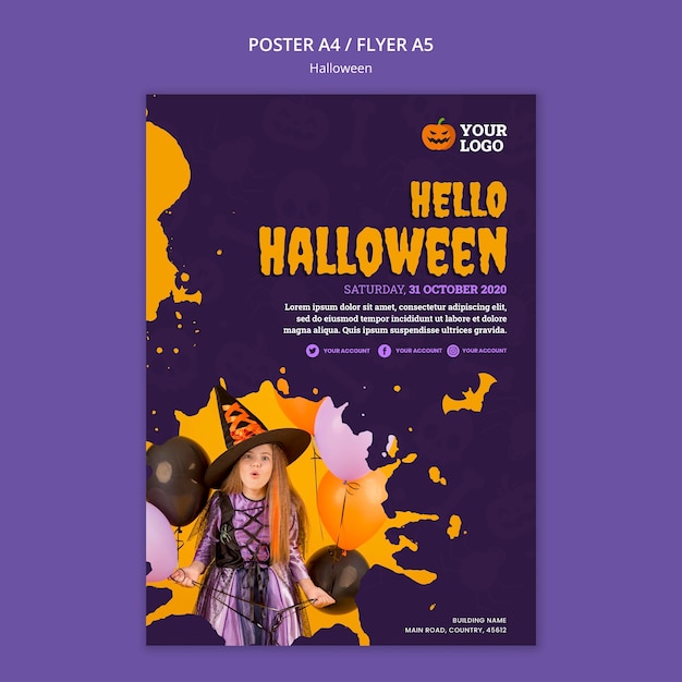 PSD gratuito modello di poster festa di halloween