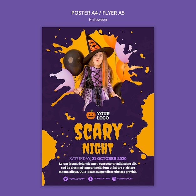 PSD gratuito modello di poster festa di halloween