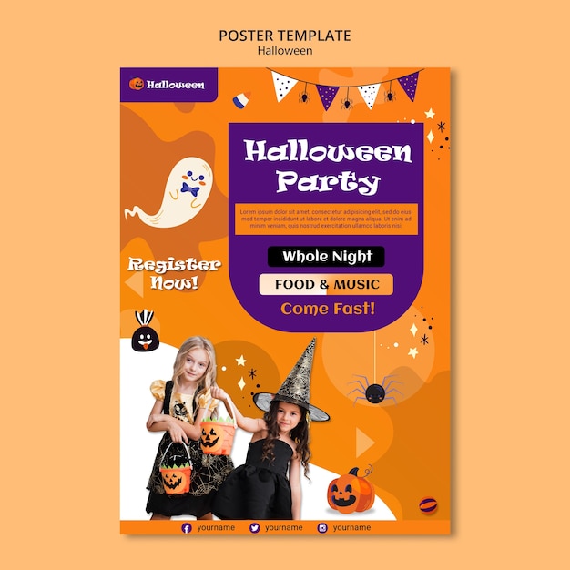 PSD gratuito modello di poster festa di halloween