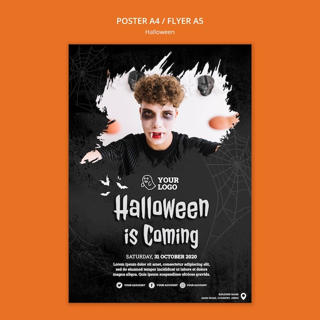 PSD gratuito modello di poster festa di halloween