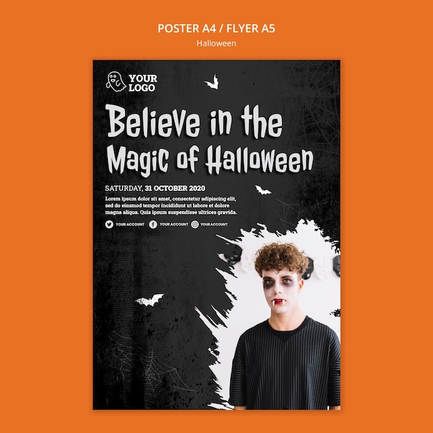 PSD gratuito modello di poster festa di halloween