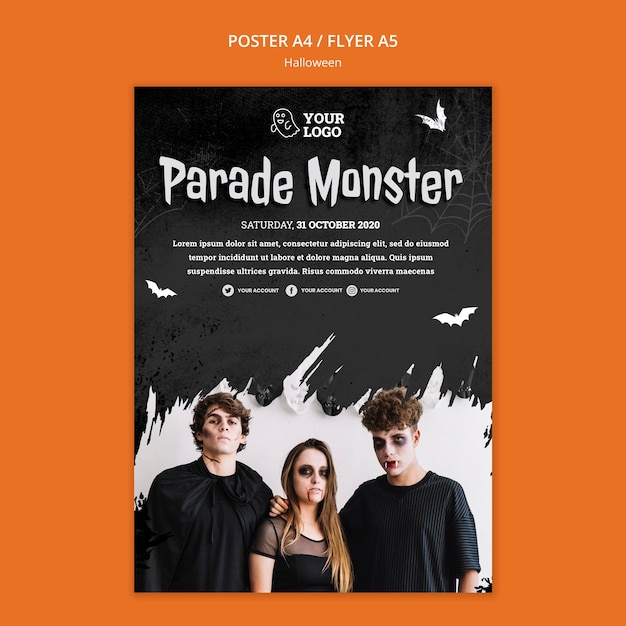 PSD gratuito modello di poster festa di halloween