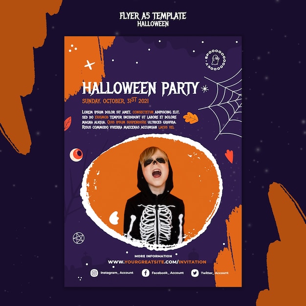 Бесплатный PSD Шаблон печати вечеринки на хэллоуин