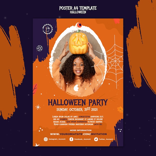 PSD gratuito modello di stampa per la festa di halloween