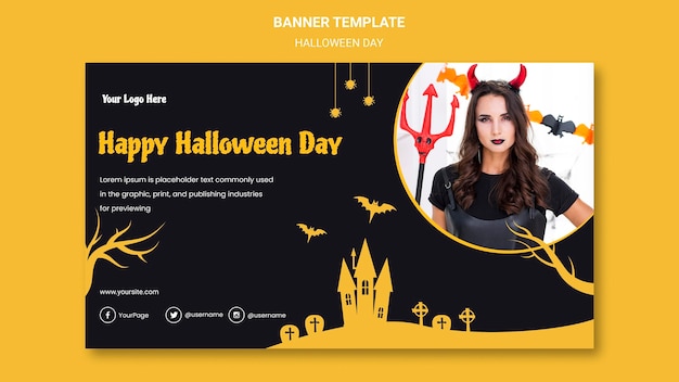Halloween party template banner
