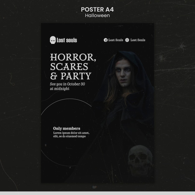 PSD gratuito modello di progettazione del poster di halloween