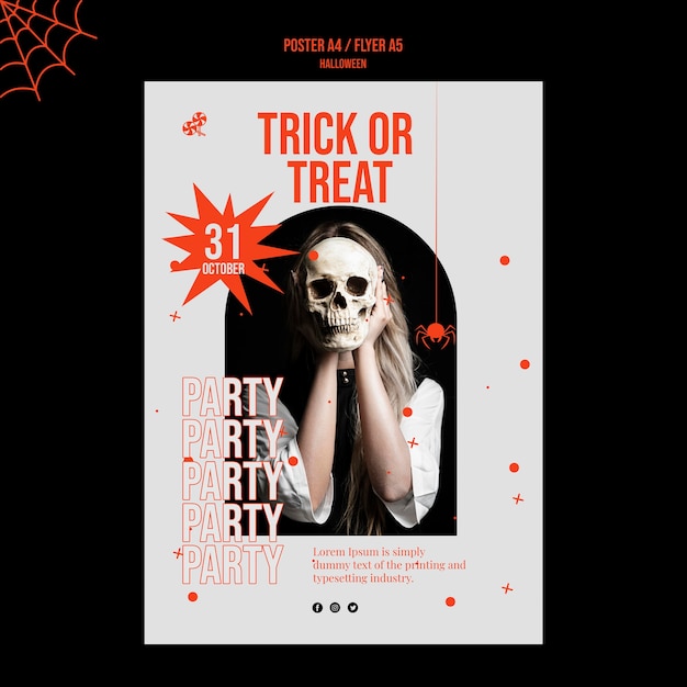 PSD gratuito modello di stampa di halloween con foto