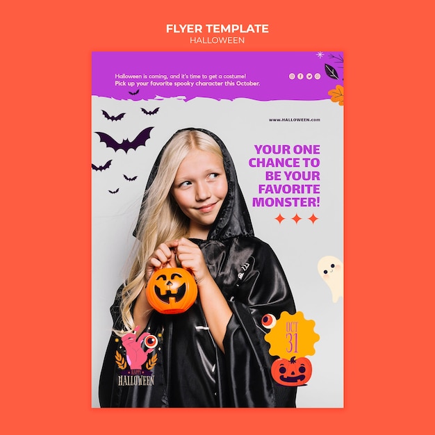 無料PSD 写真付きハロウィンプリントテンプレート