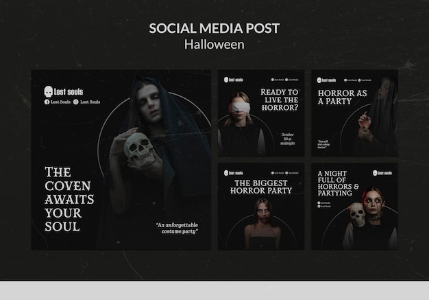 PSD gratuito modello di progettazione di post sui social media di halloween