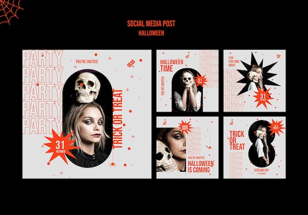 Free PSD halloween social media posts with photo