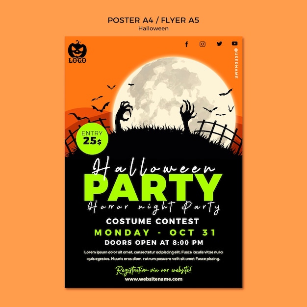 Free PSD halloween template design