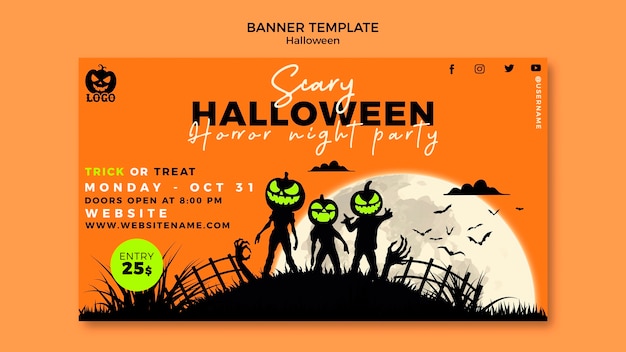 無料PSD ハロウィーンのテンプレートデザイン